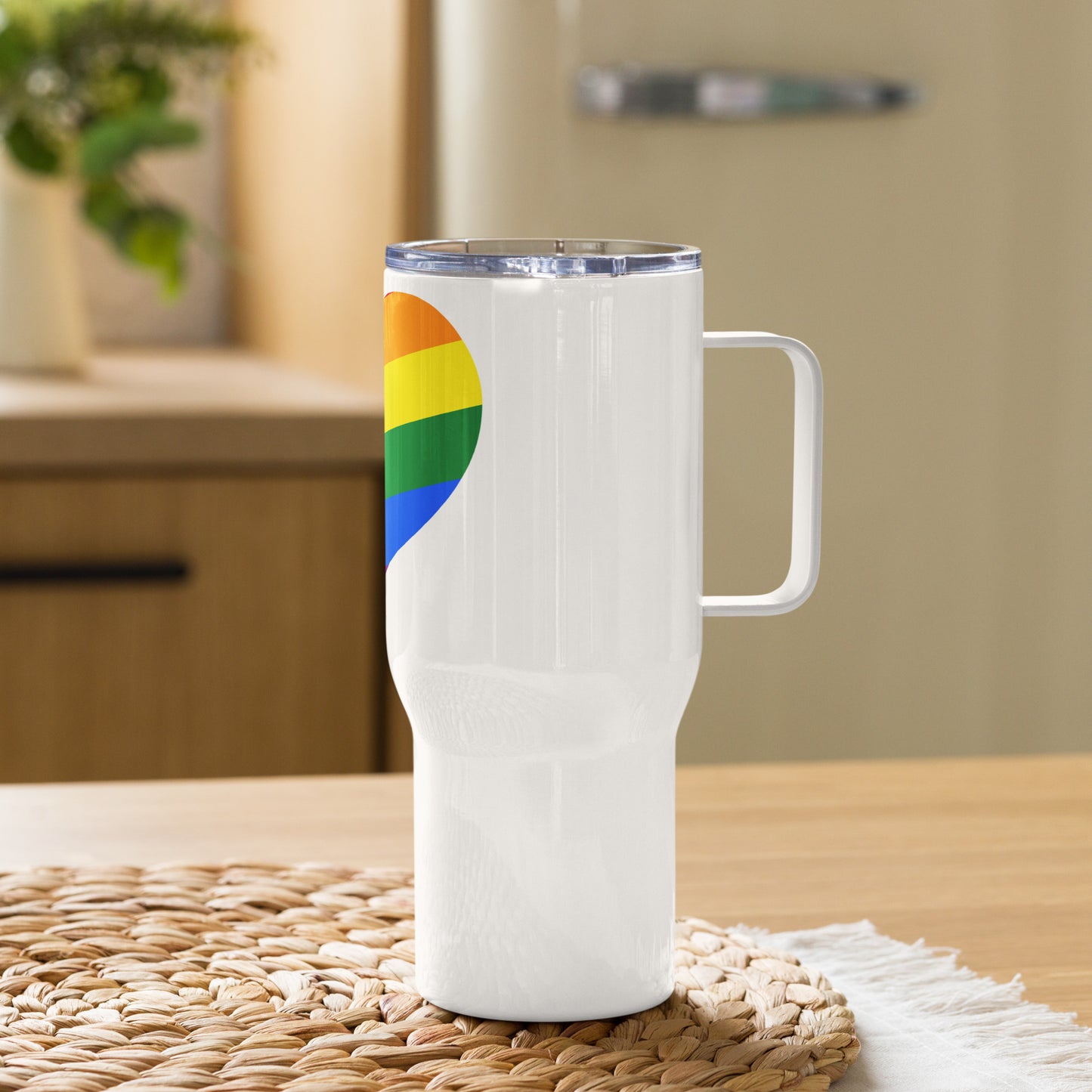 Regenbogenherz - Reisebecher mit Griff
