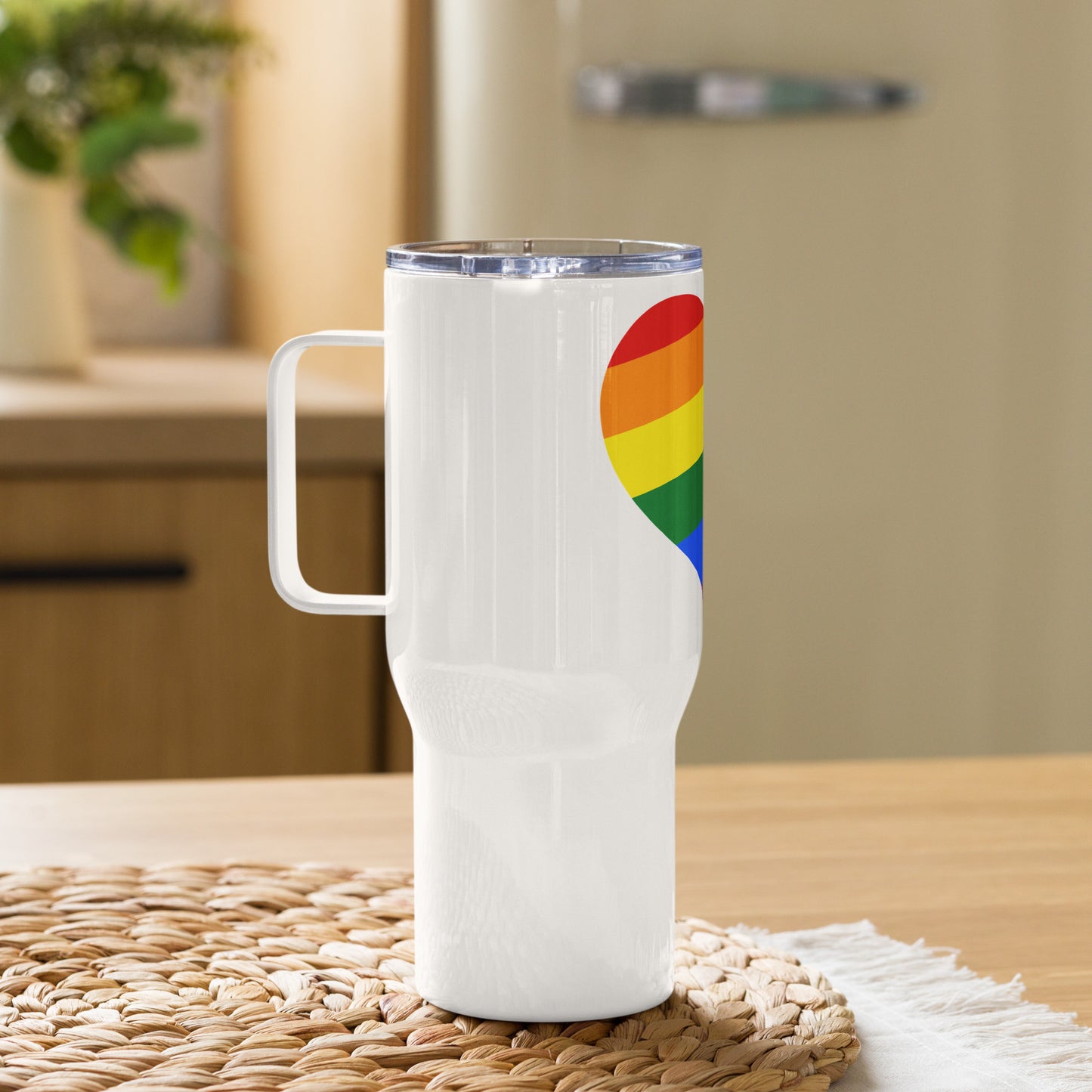 Regenbogenherz - Reisebecher mit Griff